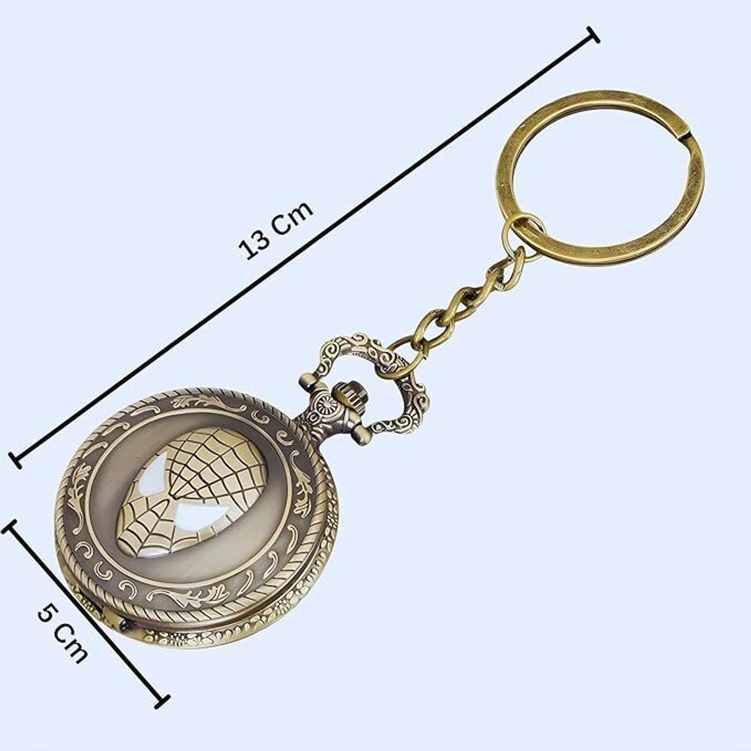 Image of TinyTag Spider-Man Mask Pocket Watch Keychain Metal Vintage Superhero Gift Key Chain