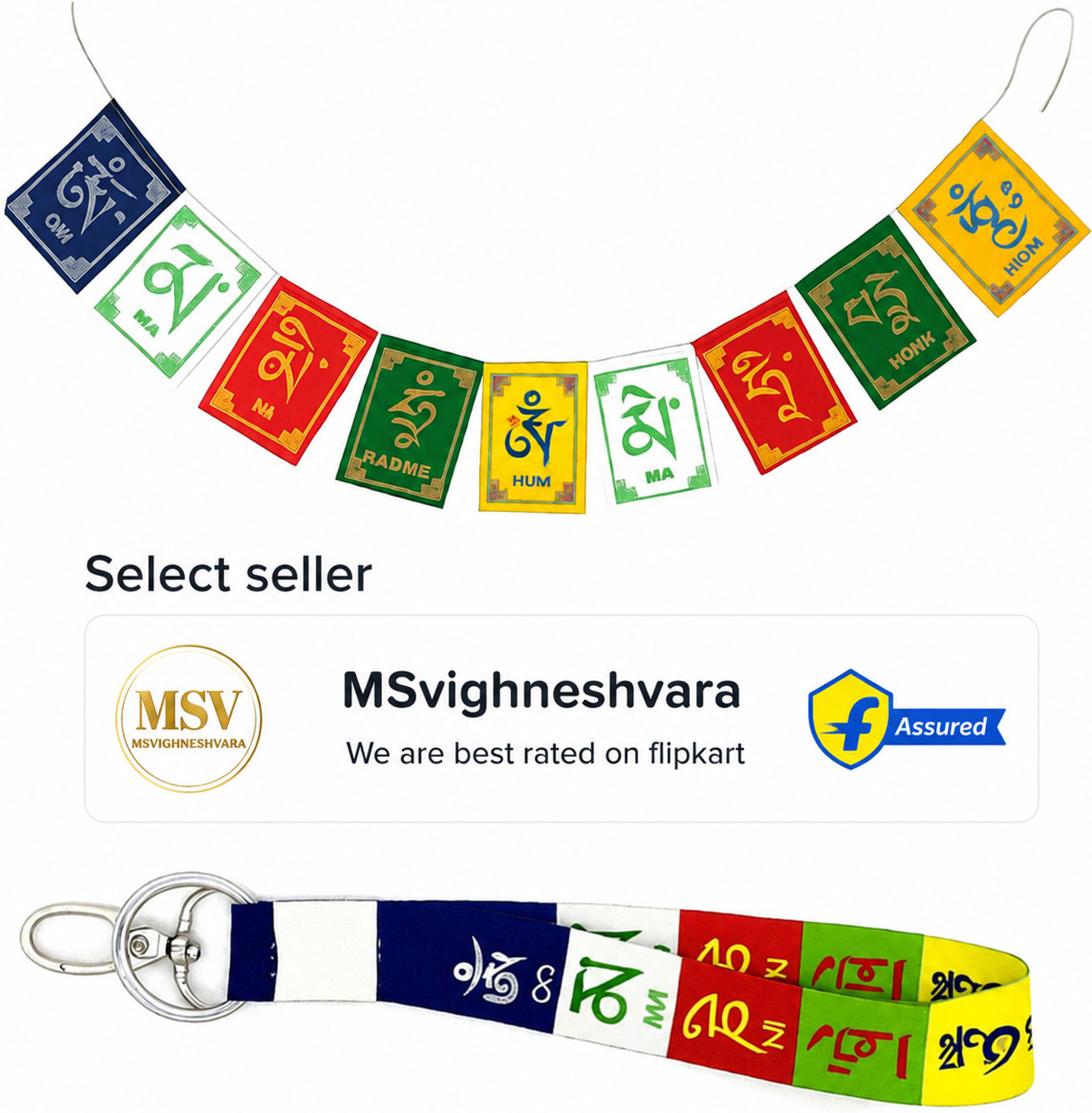 Image of Vighneshvara Tibetan Flag and keychain for bikes and cars Key Chain