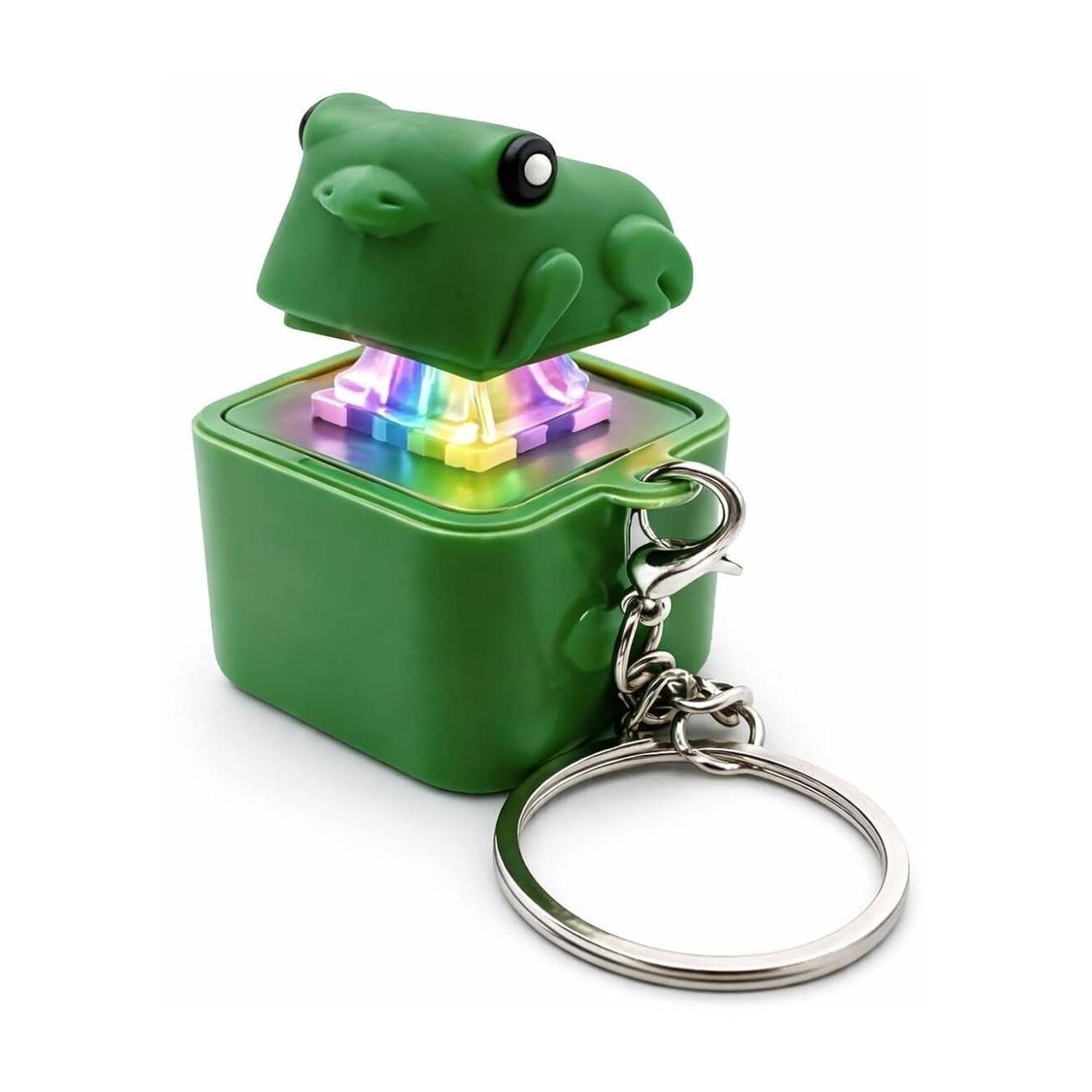 KETOVED Frog Croaking Fidget Toy, Frog Croaking Keychain with Sound LED Lights Key Chain