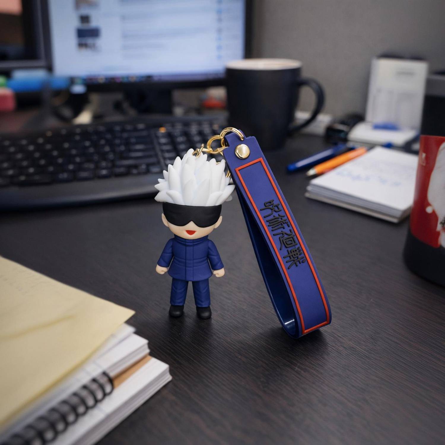 Actino Gojo 3D Silicone Keychain with Bagcharm and strap | Jujutsu Kaisen Gojo Satoru Key Chain