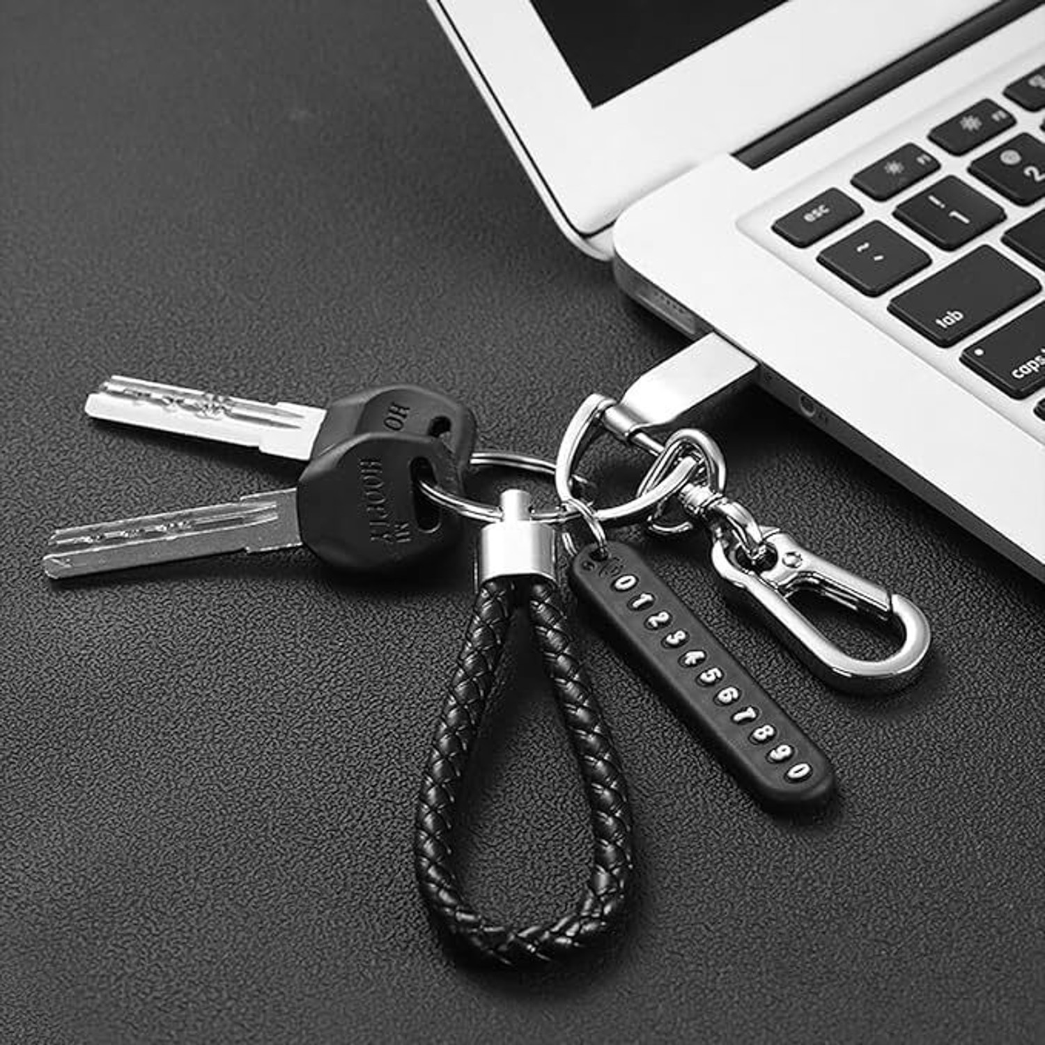 Image of VATTU Anti-Lost Car Keychains with Phone Number Tag Metal Double Pendant Key Chain