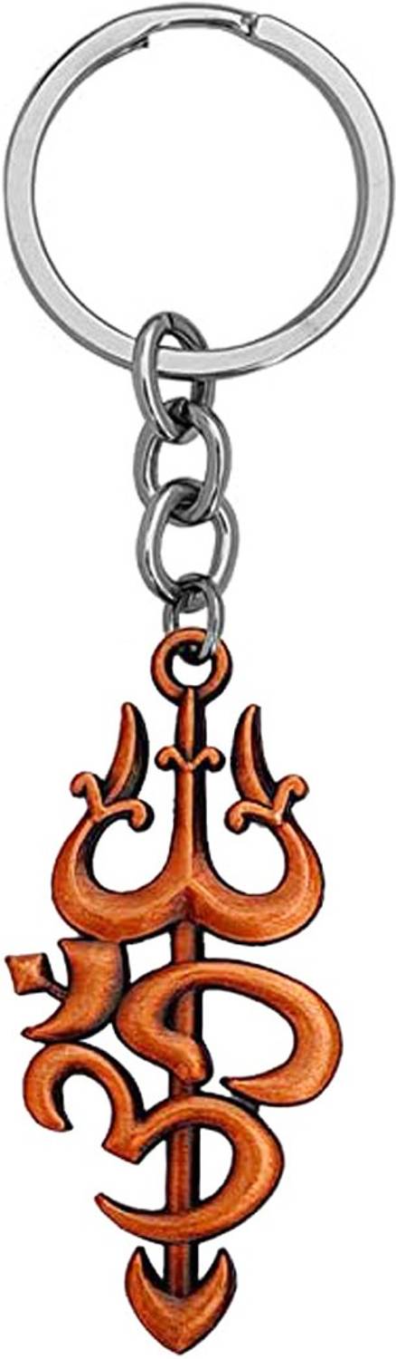 AFH Lord Shiva Om Trishul Copper Key Chain for Gifting, Good Luck and Protection Key Chain