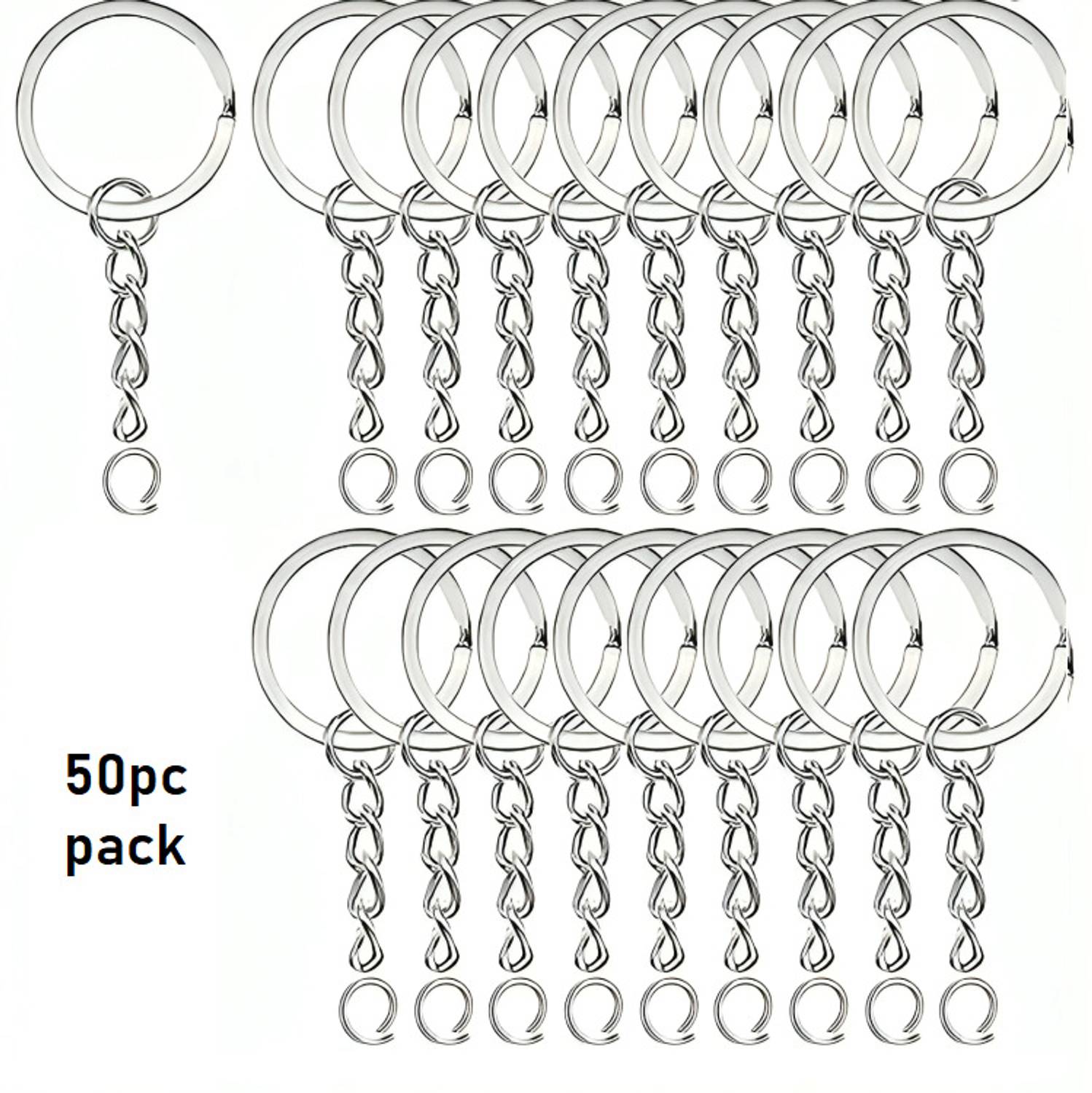 ARSCART 50pc Siver Keychain rings multiuse Key Chain