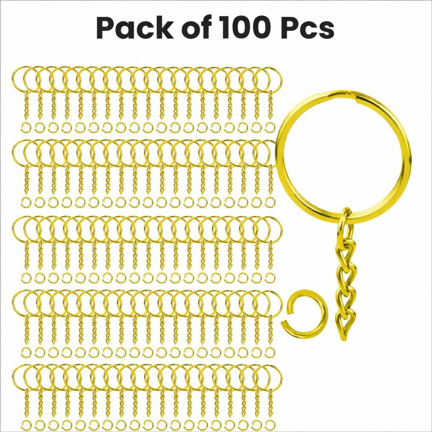 Adoere 100 Pcs Keychain Rings with Jump Rings , Best for Resin Art & Gifts Key Chain Key Chain