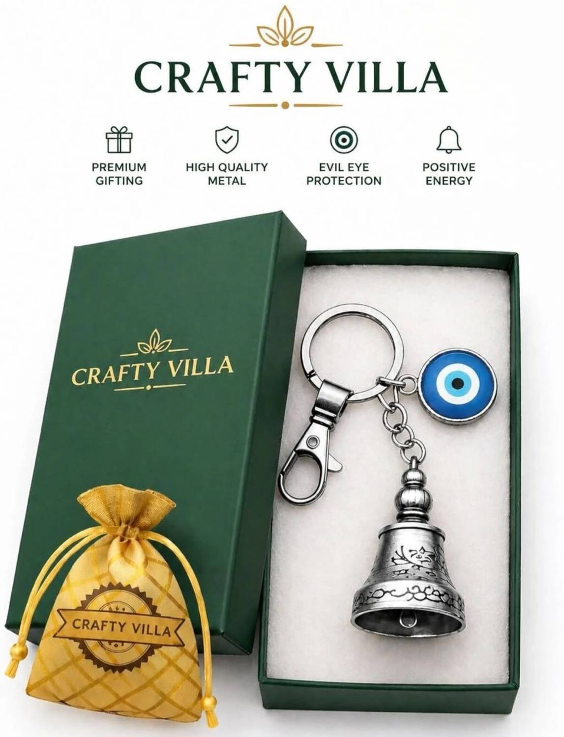 Crafty Villa Tibetan Bell Guardian Bell Keychain For Car Bike Keychain Good LuckCharm Keyring Key Chain