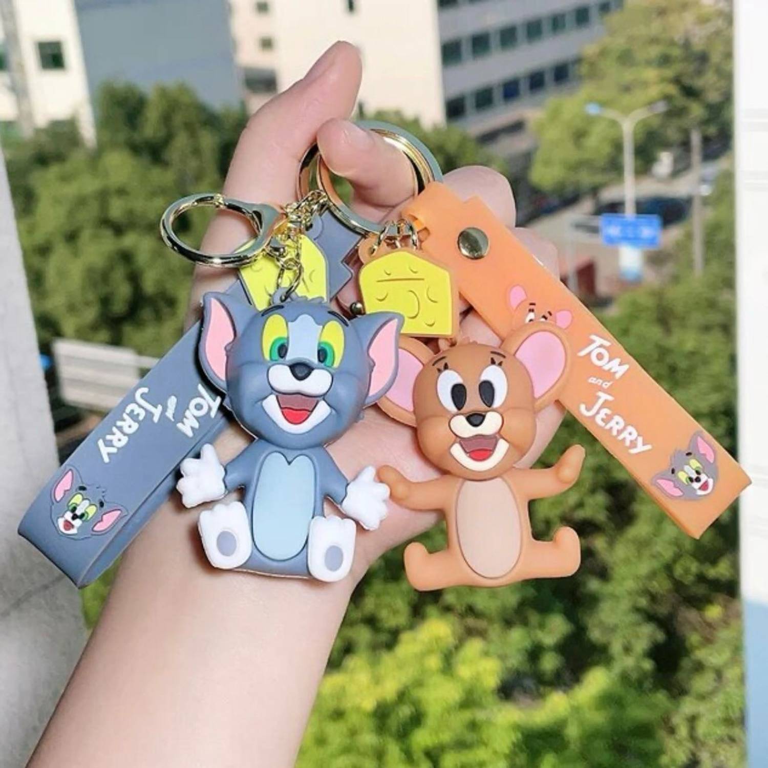 Mubco Cute Tom & Jerry 3D Keychain | Strap Charm & Hook | PVC