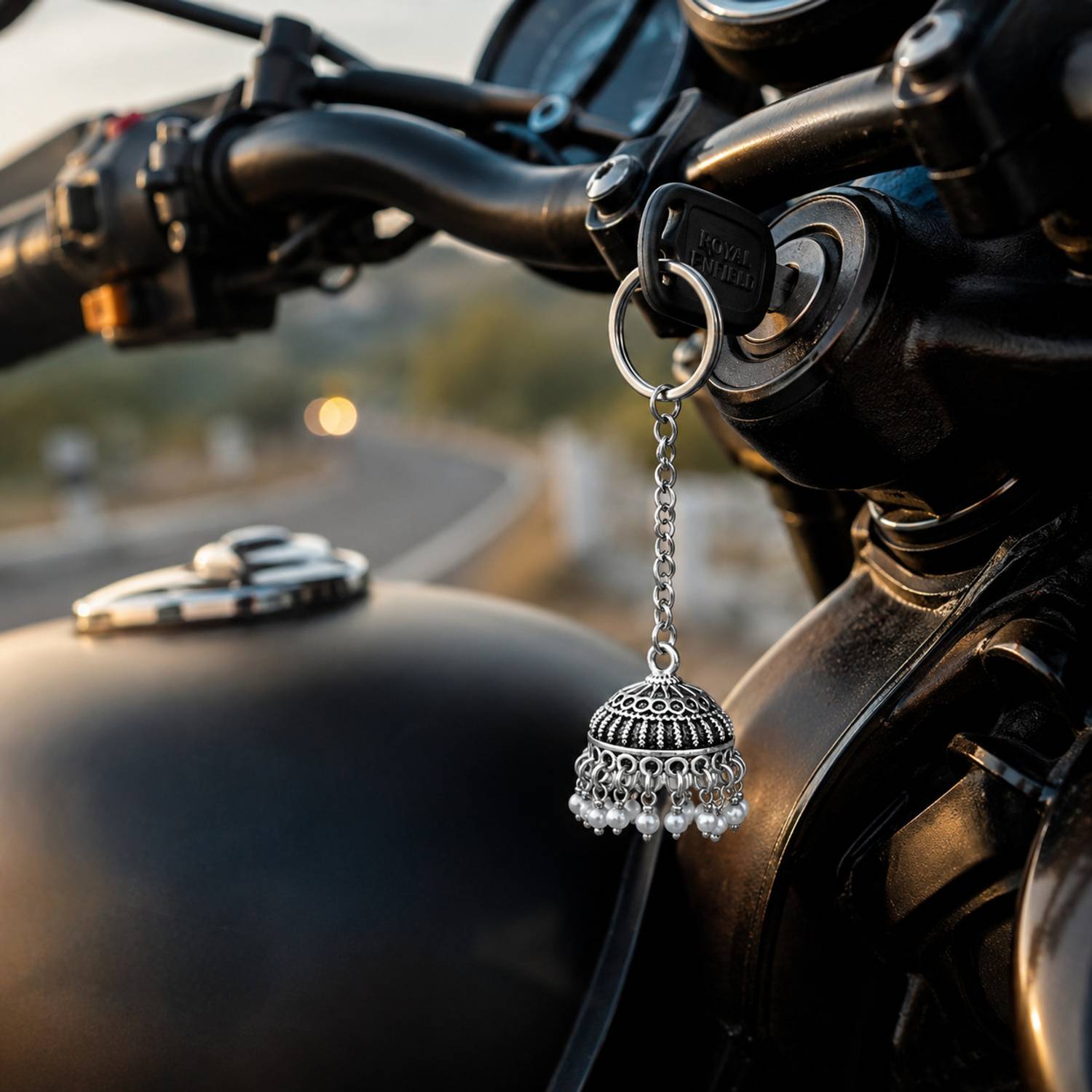Rangmoti Pearl Dangling Jhumka Keychain - Image 2