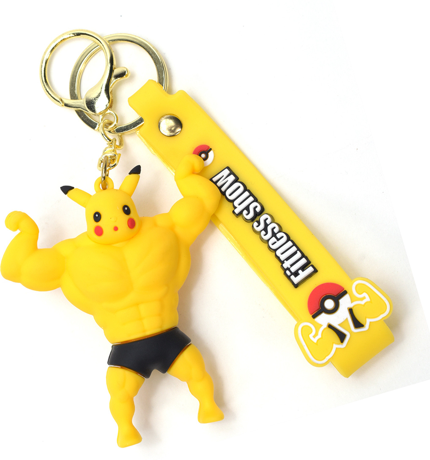 Image of Daiyamondo Get this Body Builder Pikachu Electric Pokemon 3D Keychain Gym Lover Motivate Key Chain