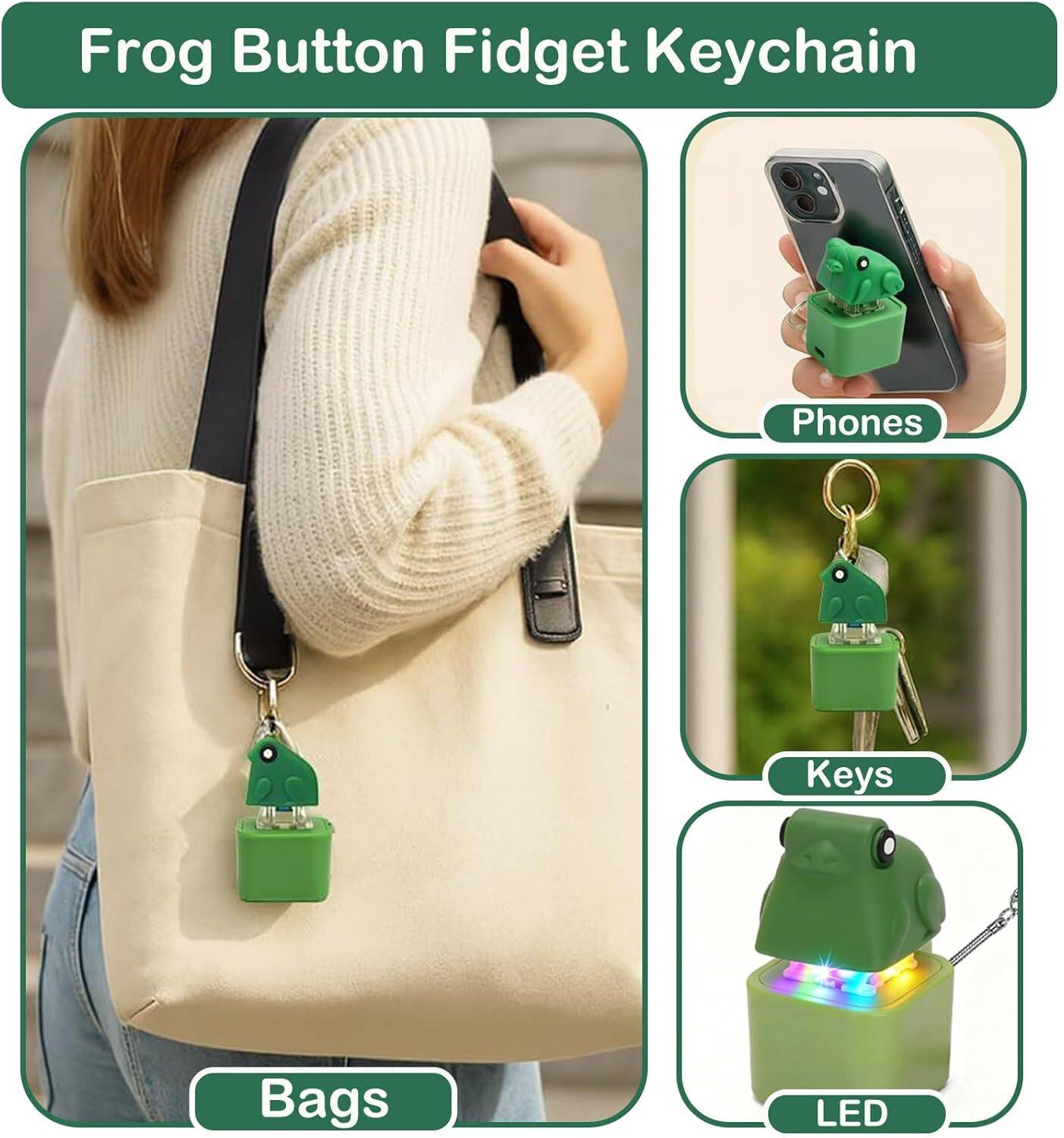 ORVENIX Funny Frog Croaking Fidget Keychain | Sound, Light
