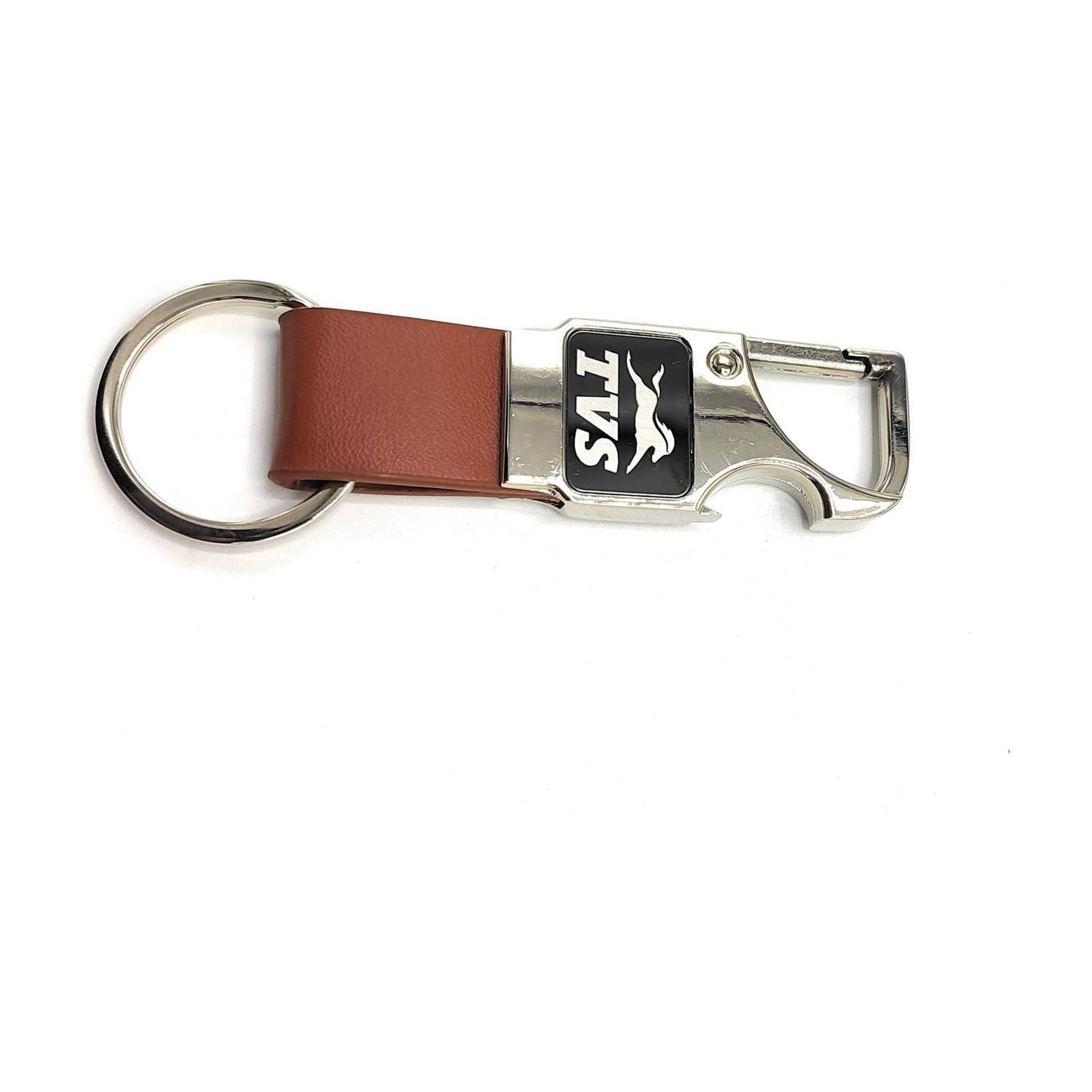 Jdp Novelty Metal Leather Opner Keychain for TPS Bikes Brown Colour Key Chain