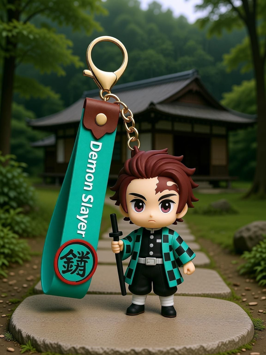 Image of Vetocity Demon Slayer Tanjiro Anime Keychain 3D with Metal Hook|| Anime Keychain Trendy Key Chain