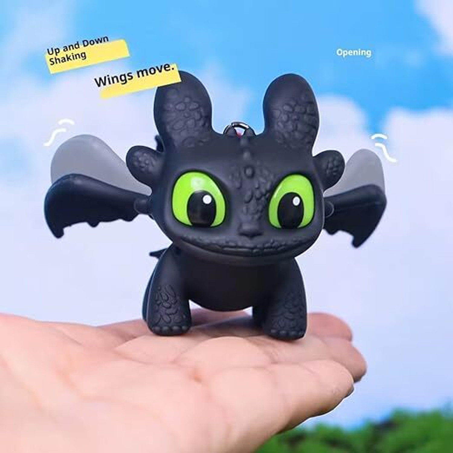 Image of MSVTRADESS Dragon Keychain Night Fury Light Up Moving Wings Toy Key Chain