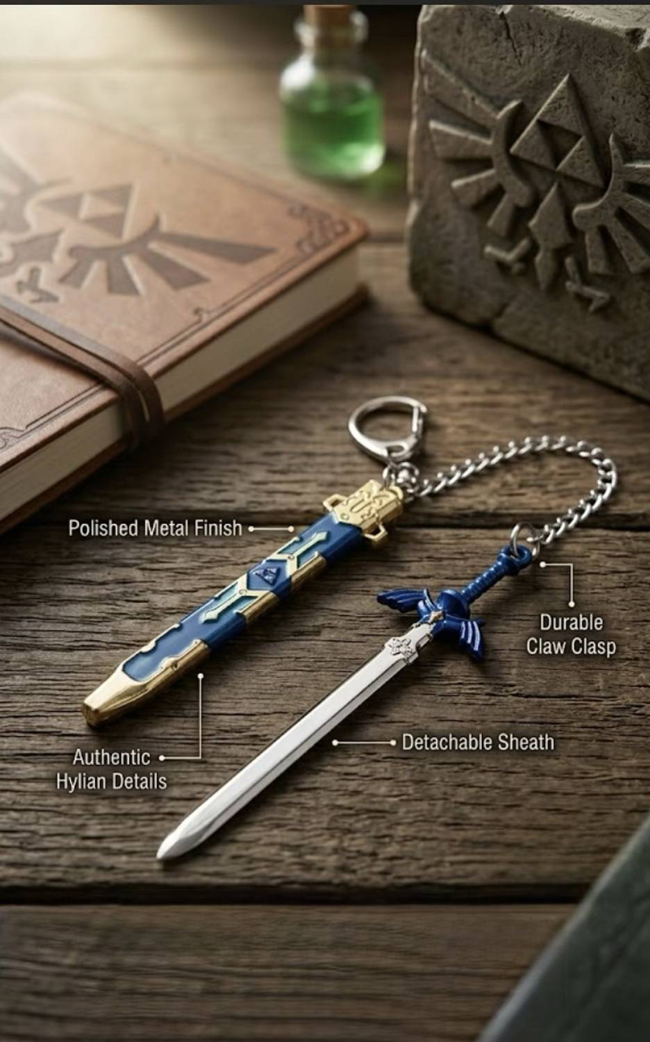havelock Master Katana Sword Scabbard Emblem Metal Keychain Blue - Image 1