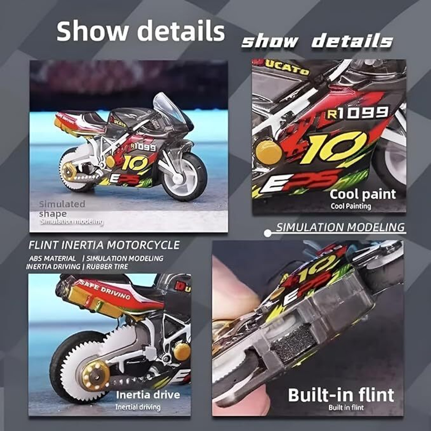 Image of AAPAGIGA CREATION spark bike keychain mini pull back motorcycle toy spark bike model Key Chain