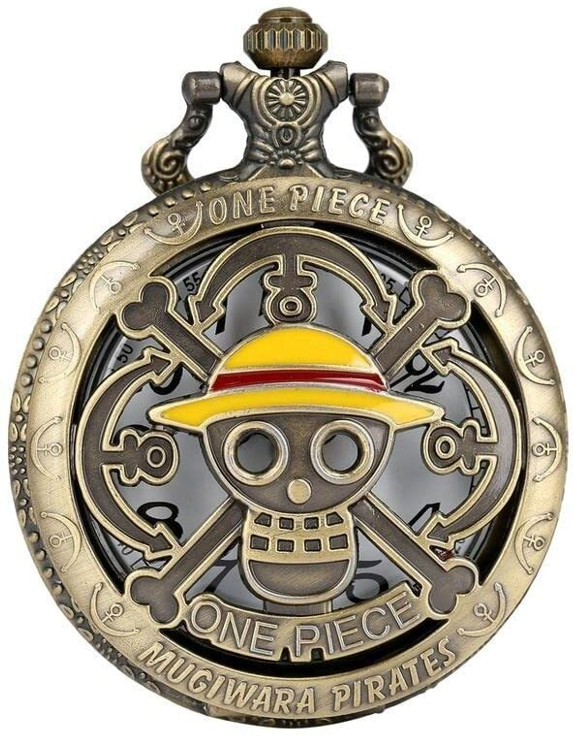 Image of RV Mart Anime One Piece Luffy Skull Pocket Watch Metal Keychain Car Bikes Key Ring Key Chain