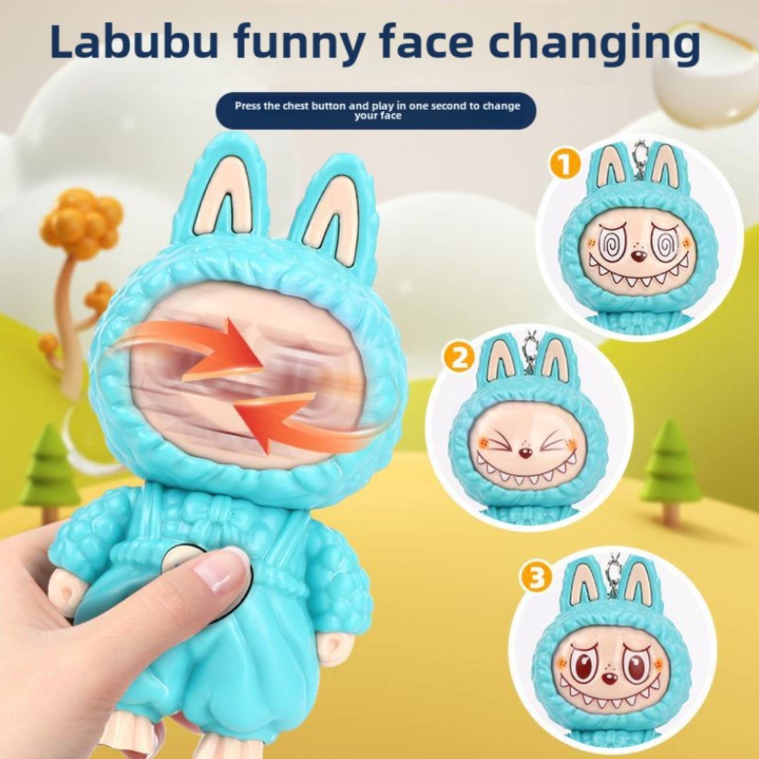 おもちゃ labubu Funfob Labubu Key chain Expression Change Toy 1pc Random (Labu