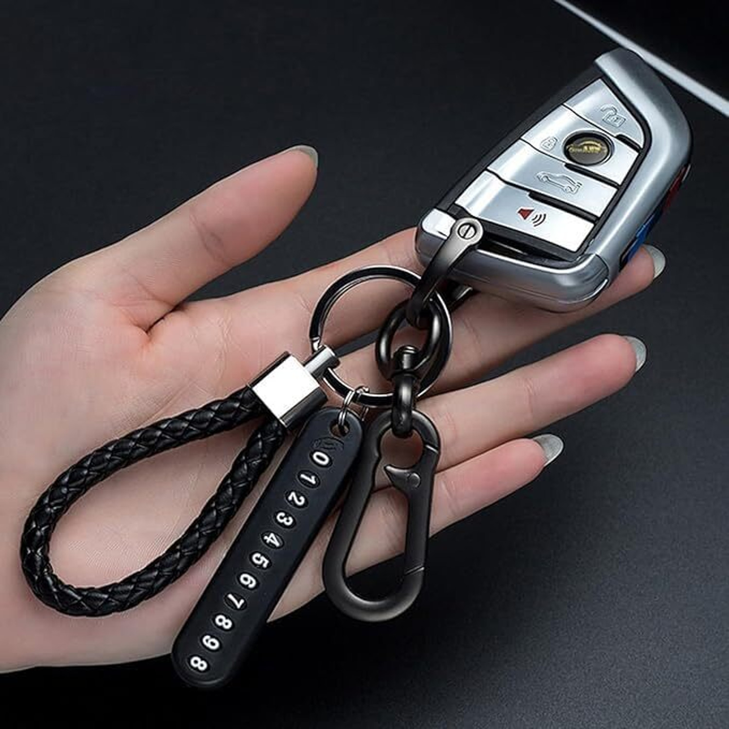 Image of VATTU Anti-Lost Car Keychains with Phone Number Tag Metal Double Pendant Key Chain