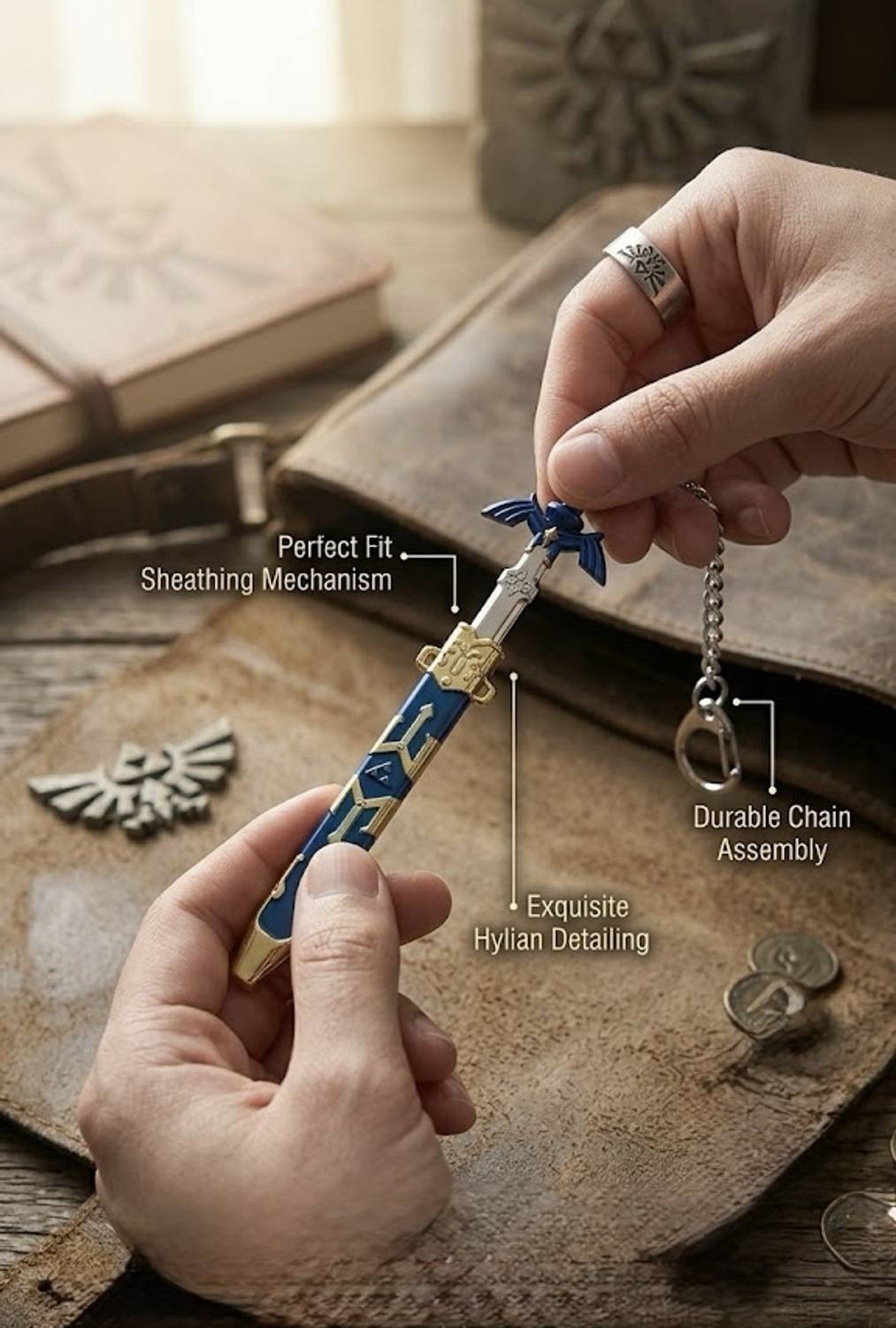havelock Master Katana Sword Scabbard Emblem Metal Keychain Blue - Image 2