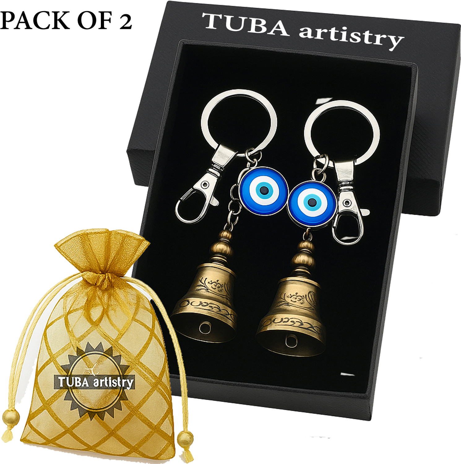 Image of TUBA artistry Guardian Bell Keychain for Bike Car Tibetan Bell Keychain Good Luck Charm Key Chain
