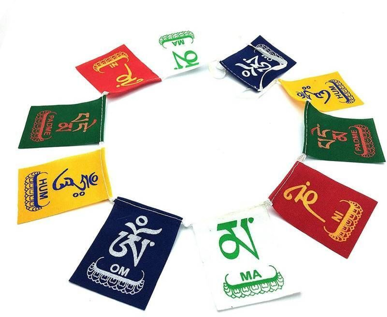 Image of Shining Gift Tibetan Prayer Flag Banner & Lanyard Set, Traditional Buddhist (Combo 3 Pcs Set) Key Chain