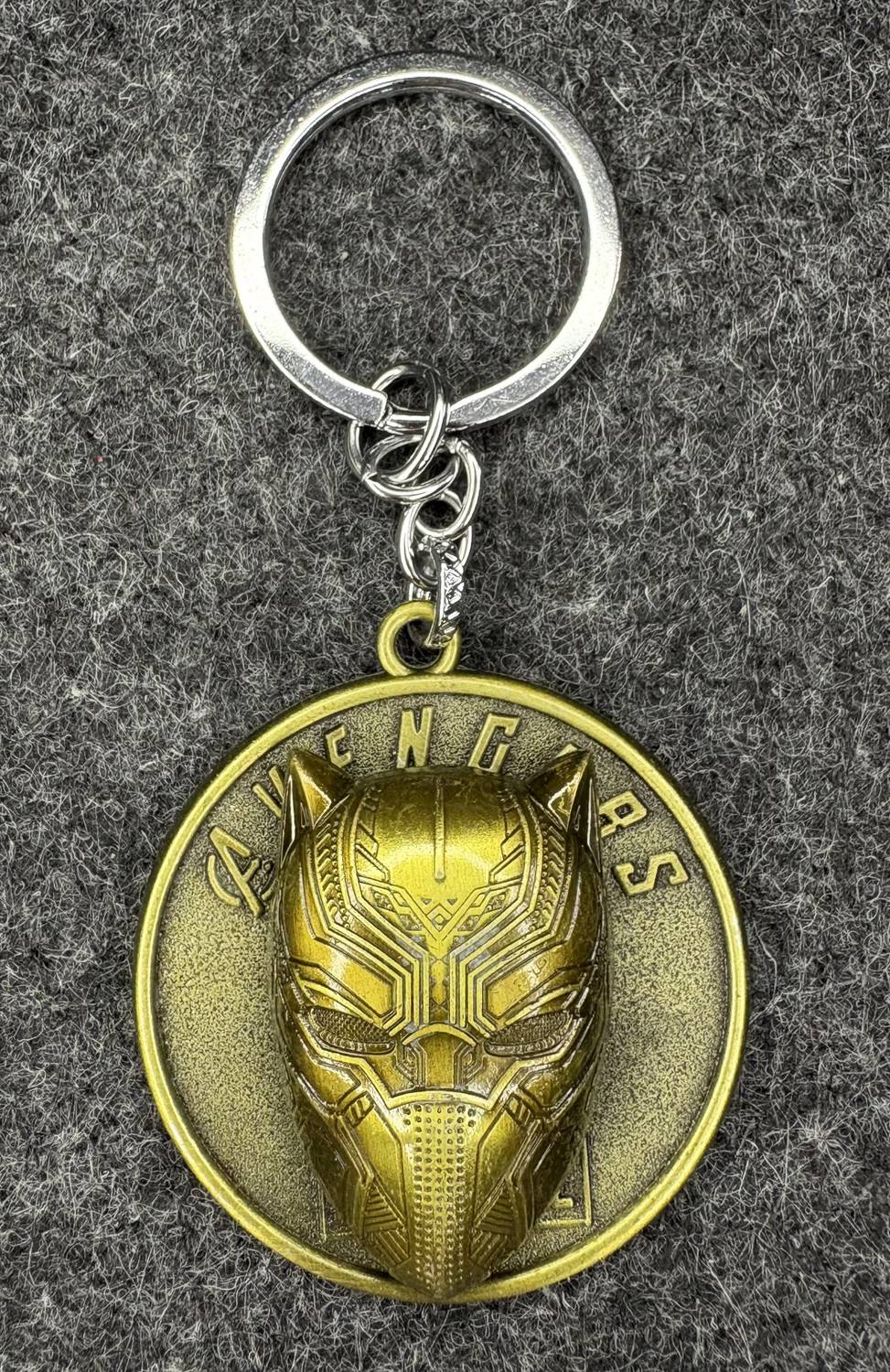 FLAMBE New Black Panther Mask Revolving Gold Metal Keychain Key