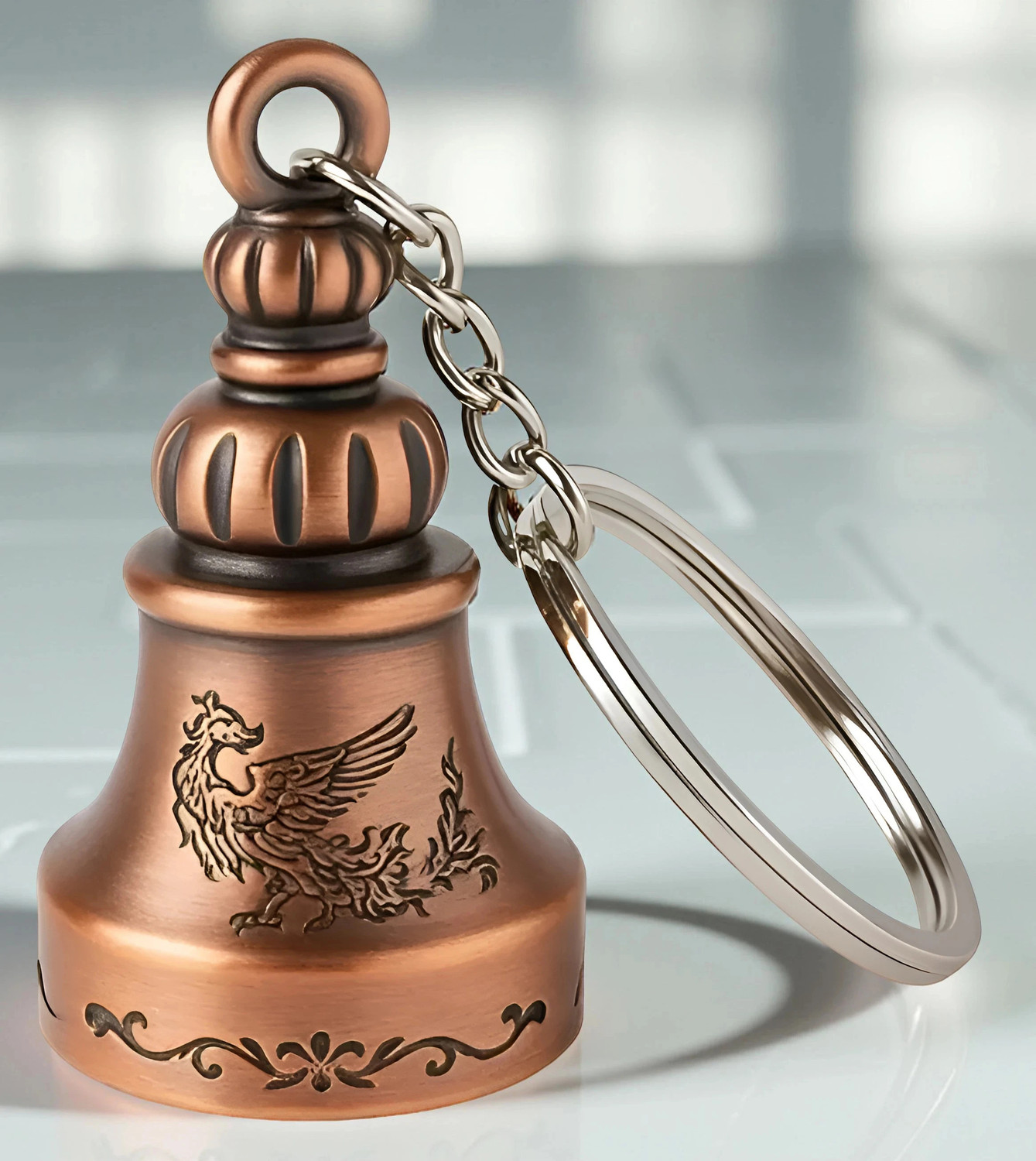 Image of Wonderwhimzy Tibetan Bell Keychain Temple Bell Keychain Metal Guardian bell Key Chain Key Chain