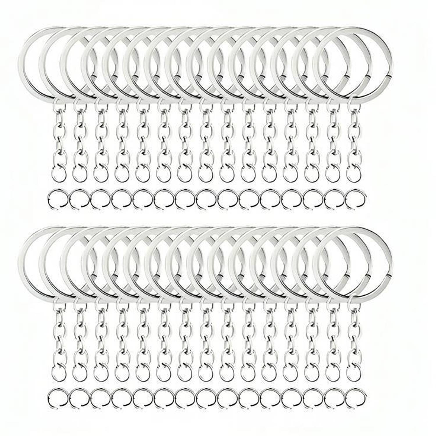 ARSCART 60 Pack Key Ring with Chain and Open Jump,1 inch Split Round Keychain Key Chain Key Chain