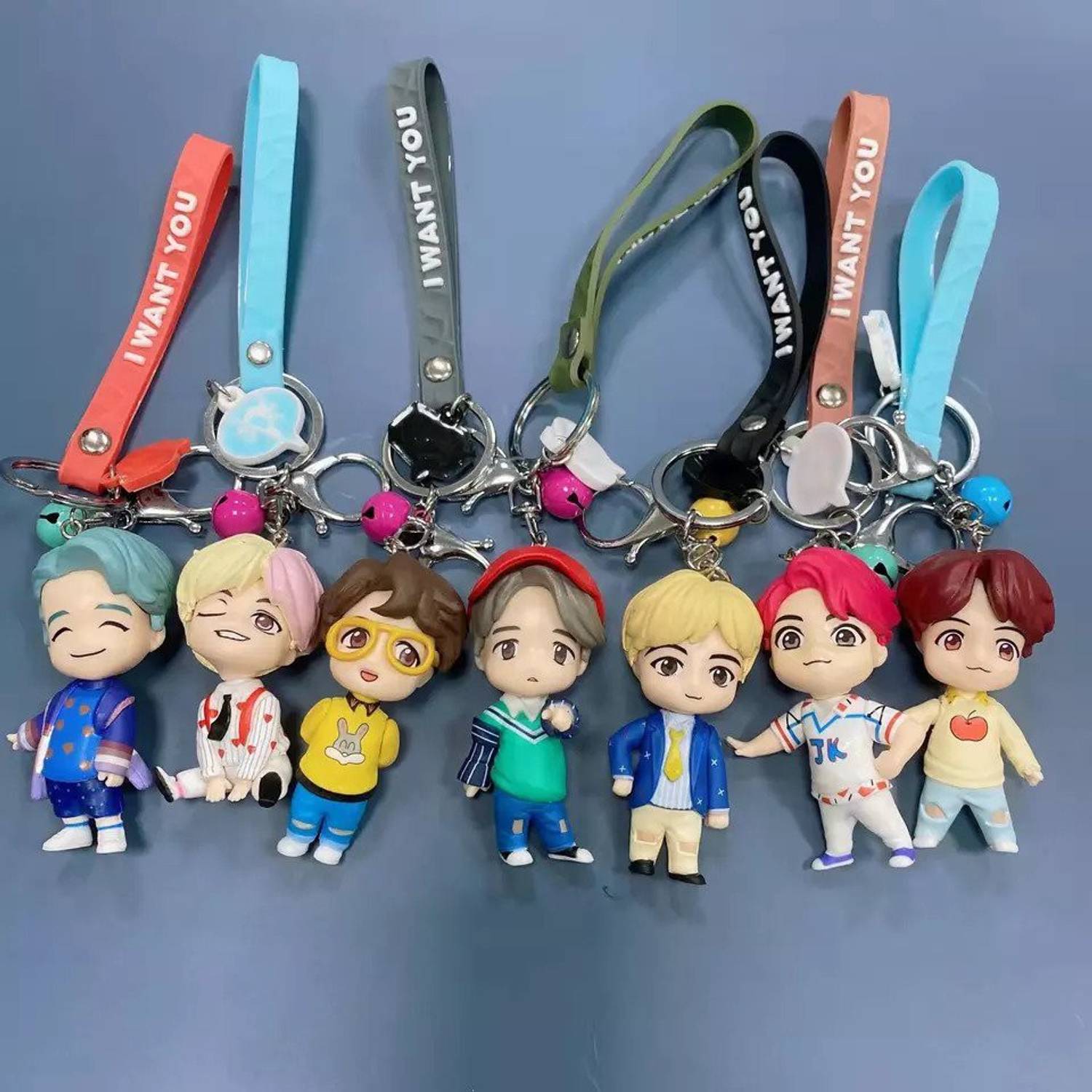 ★BTS KEYRING SET 7人 SOLO gtrp BTS ARMY NEW RUBBER PVC KEYCHAIN for men and women stylish