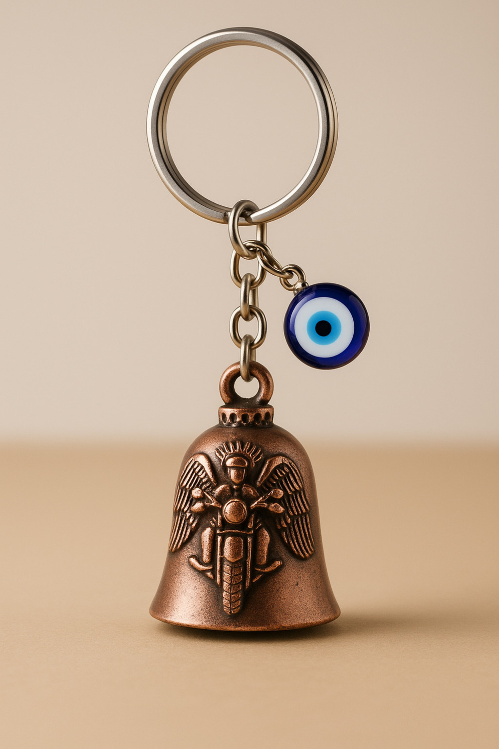Image of Giftzy Evil Eye Guardian Bell bike keyring luck charm ghanti for gifting boys girls Key Chain