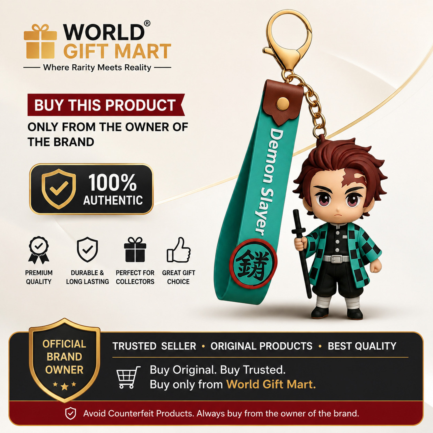 Image of Vetocity Demon Slayer Tanjiro Anime Keychain 3D with Metal Hook|| Anime Keychain Trendy Key Chain