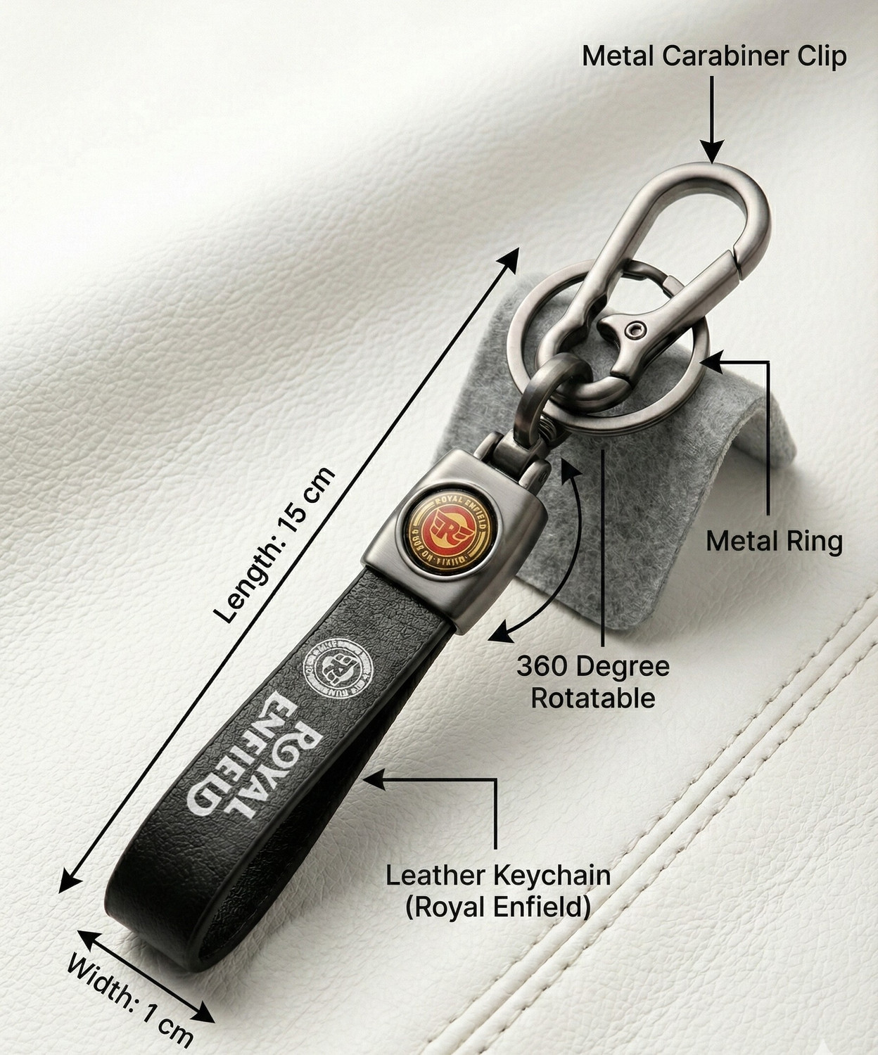 Image of Thevellahub Zuno Royal Enfield Leather Keychain for Men Key Chain