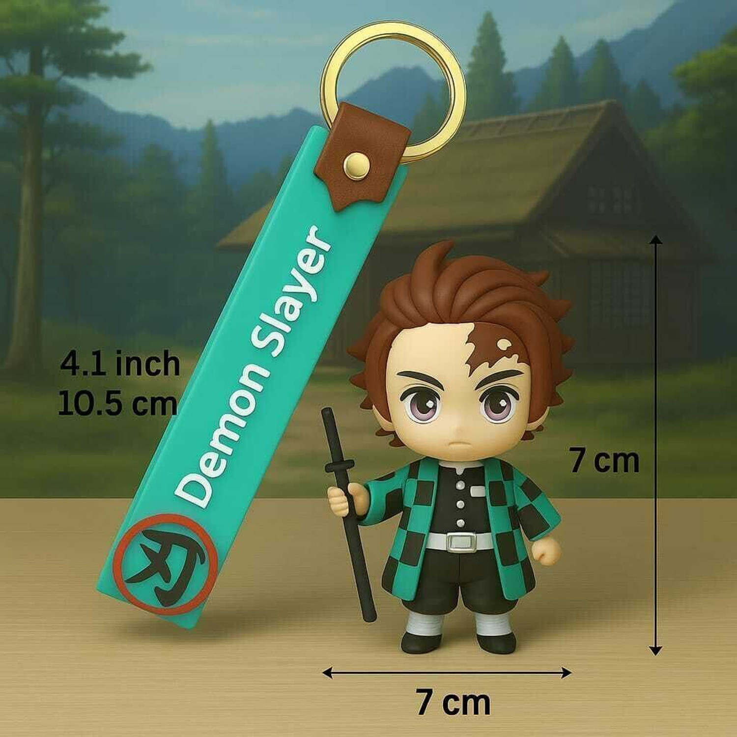 Image of Vetocity Demon Slayer Tanjiro Anime Keychain 3D with Metal Hook|| Anime Keychain Trendy Key Chain