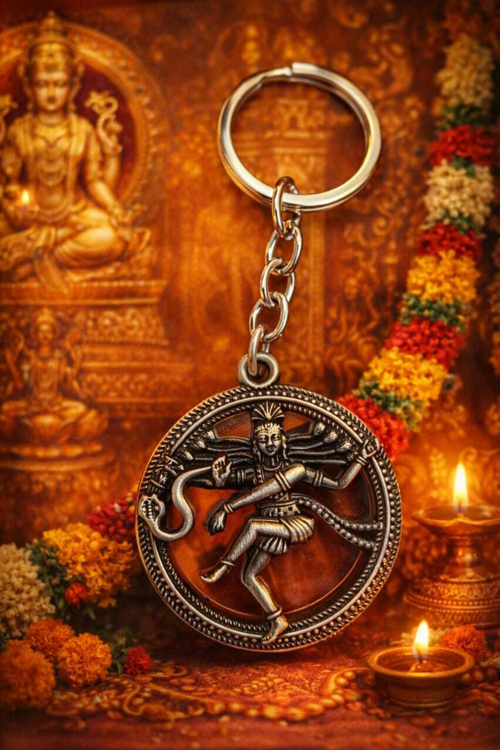 Image of TRENDiQ Antique Silver Lord Shiva Nataraja Keychain - Divine Symbol of Balance,Positive Key Chain