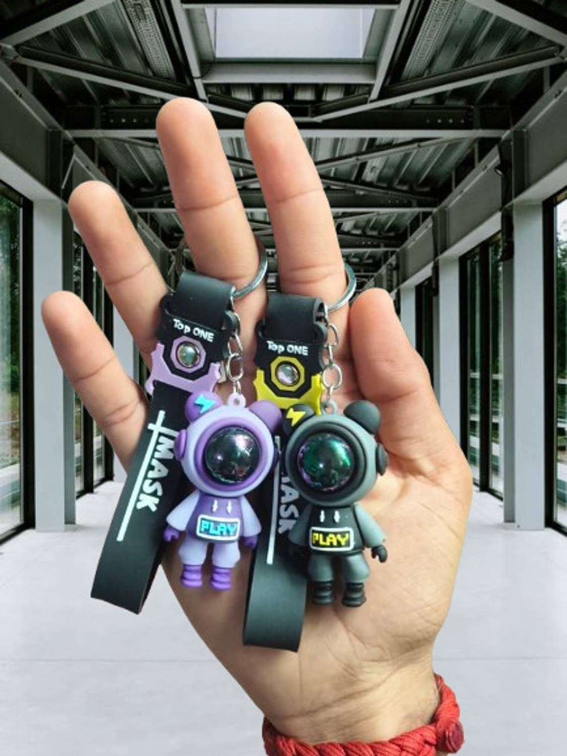 BISHAR Astronaut Keychain Pilot Bear Strap Cool Cute Keychains for Bike Key Chain
