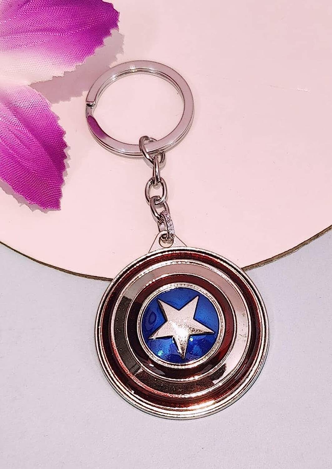AMANVANI 1 PIece Star Logo Rotating Spinner Keychain for Car