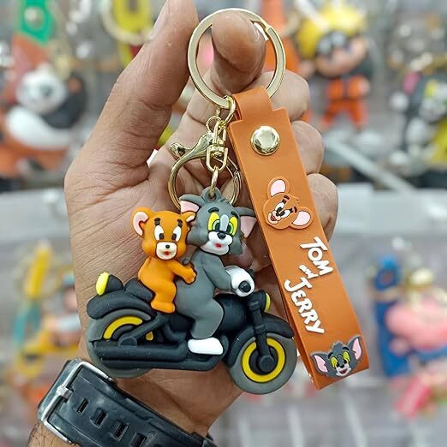 ABS TRADERS Tom & Jerry Cute Silicone 3D Key Chain with Strap Charm & Metal Hook (1pcs) Key Chain