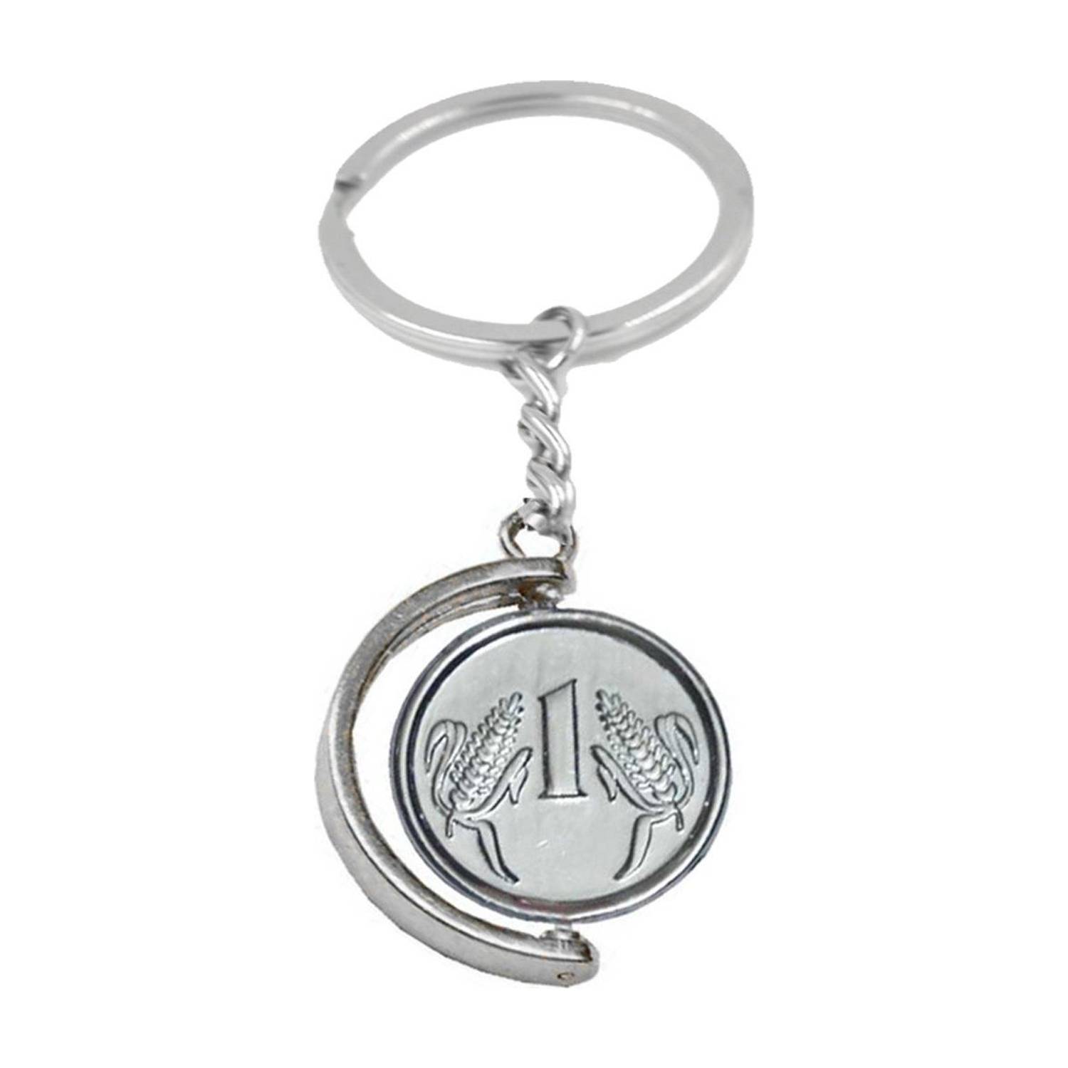 AFH One Rupees Coin Silver Decorative Key Chain for Gifting Key