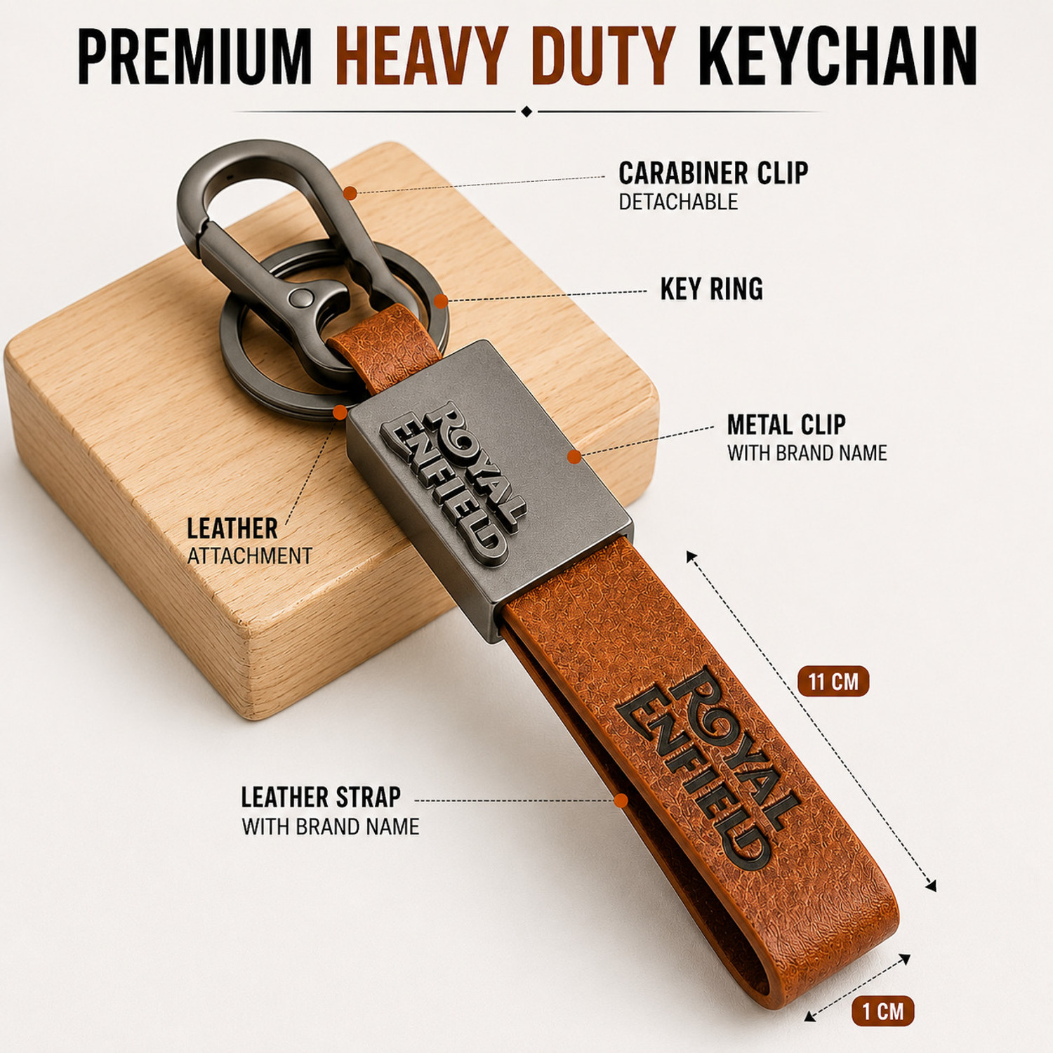 Image of KAVIKJ Royal Enfield Bike Keychain with Leather Strap and Metal Key Ring Key Chain