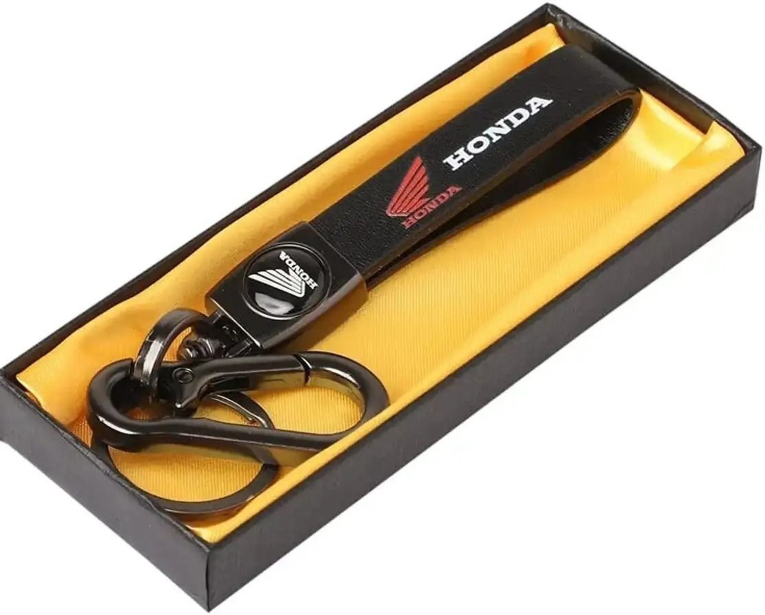 Image of NAYA Honda premium Bike Leather Keychian Keyring Black Colour Pack of 1 Key Chain