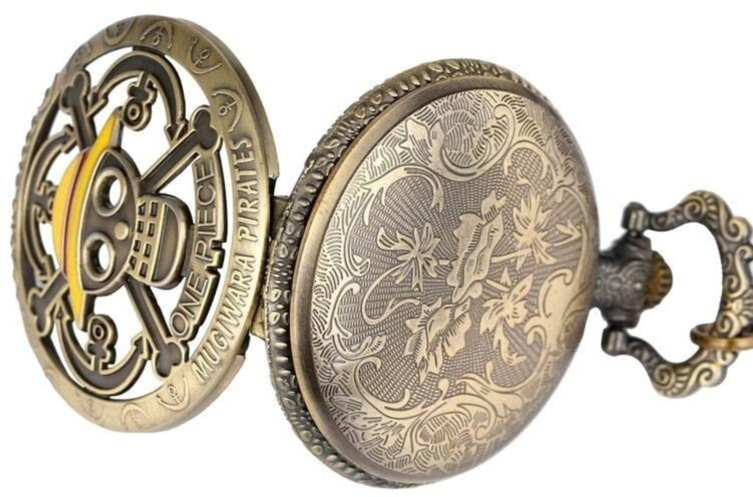 Image of RV Mart Anime One Piece Luffy Skull Pocket Watch Metal Keychain Car Bikes Key Ring Key Chain