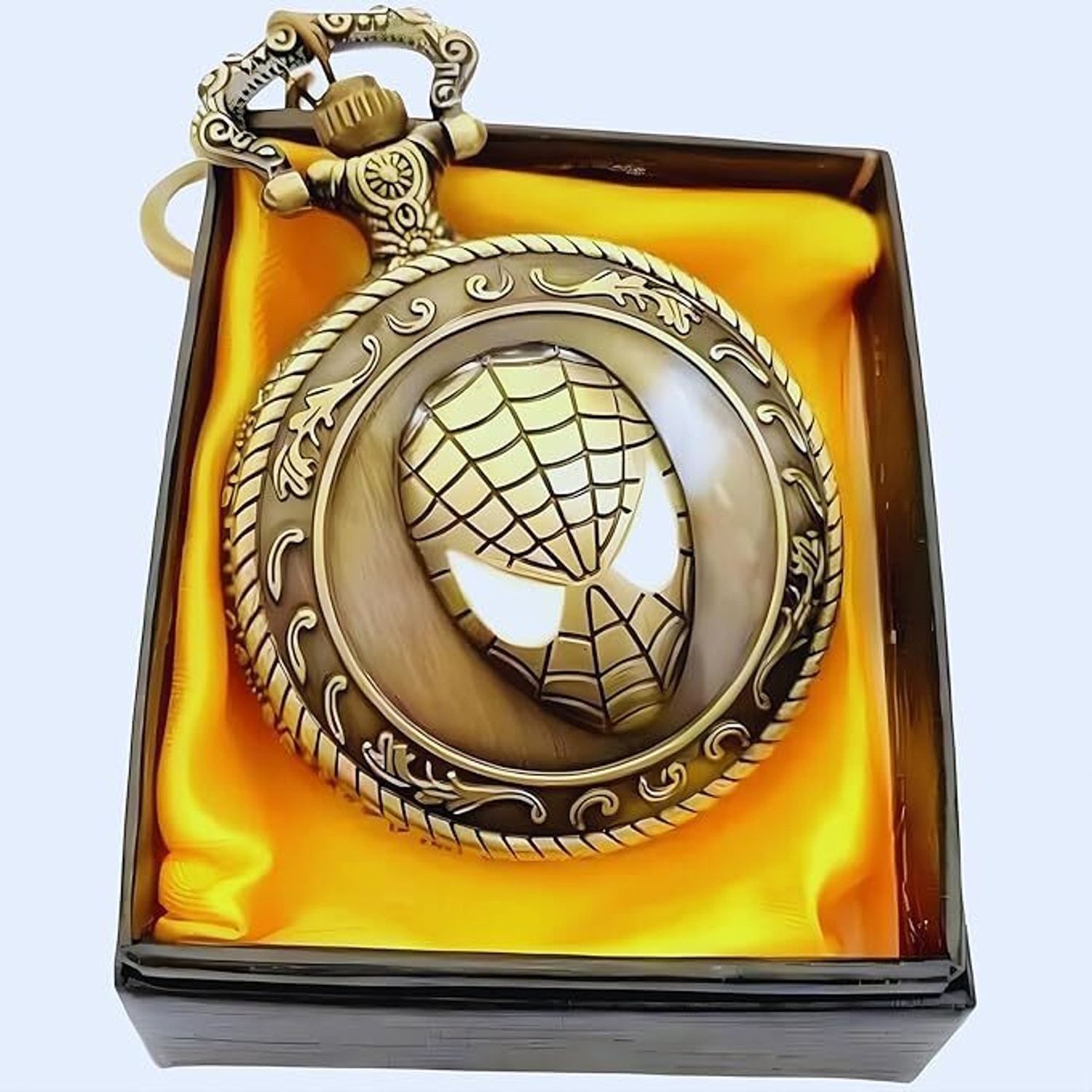 Image of TinyTag Spider-Man Mask Pocket Watch Keychain Metal Vintage Superhero Gift Key Chain