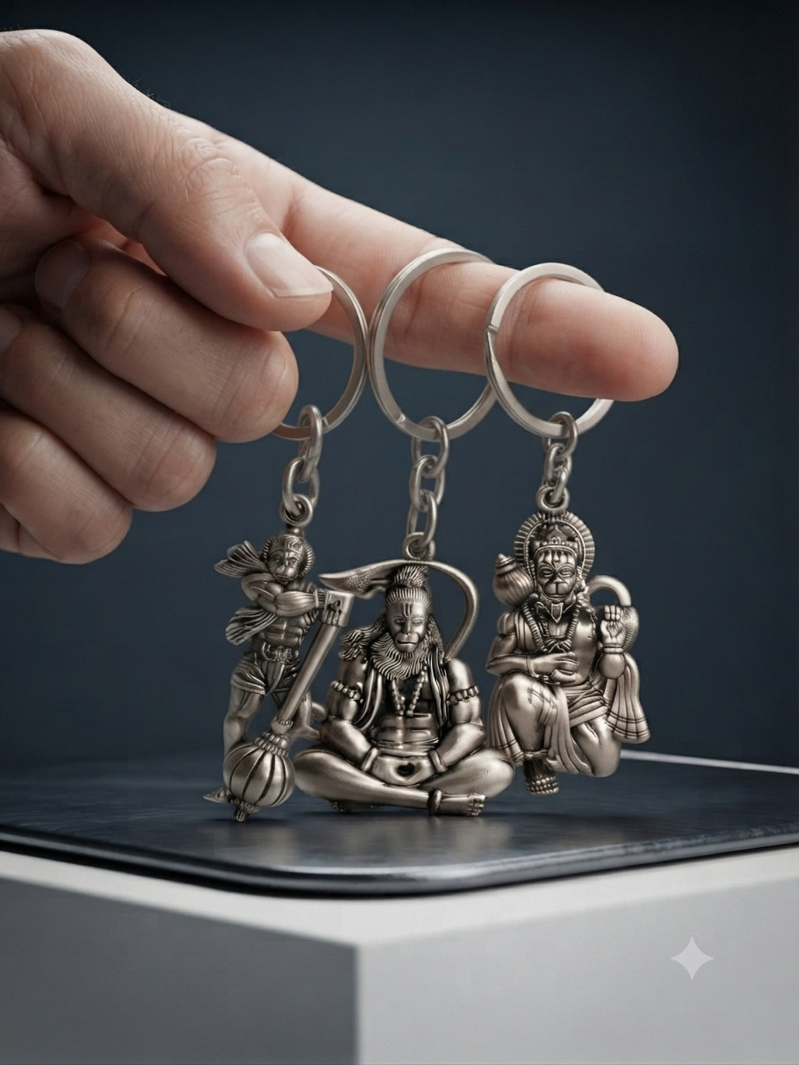 Image of MGS Combo Of Three Hanuman ji Double Side Metal Keychain ( Pack Of 3) Key Chain