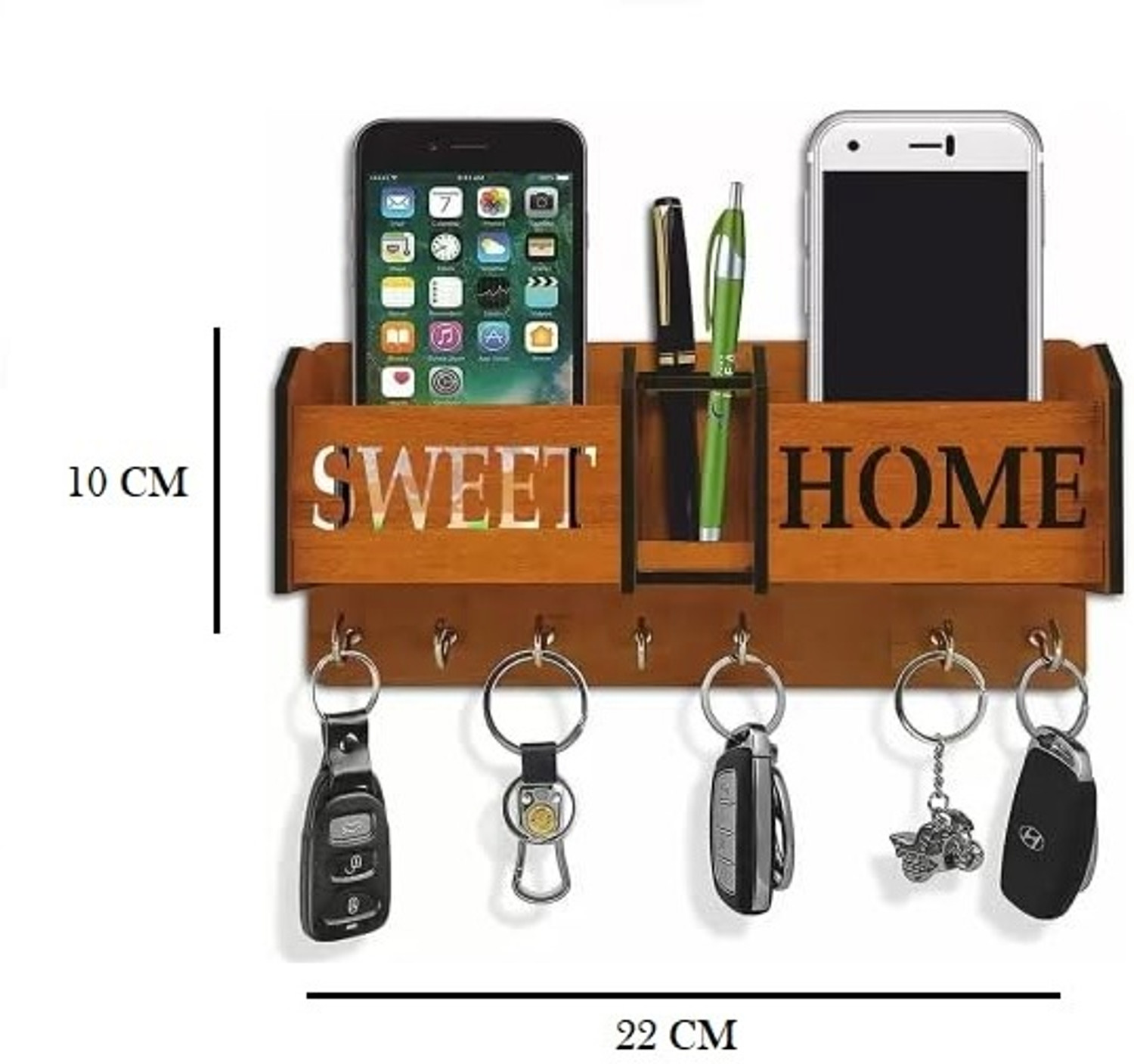 Image of SNDArt Home Decor items | Key Holder For Wall | Mobile Holder For Wall | Key Stand Wood Key Holder