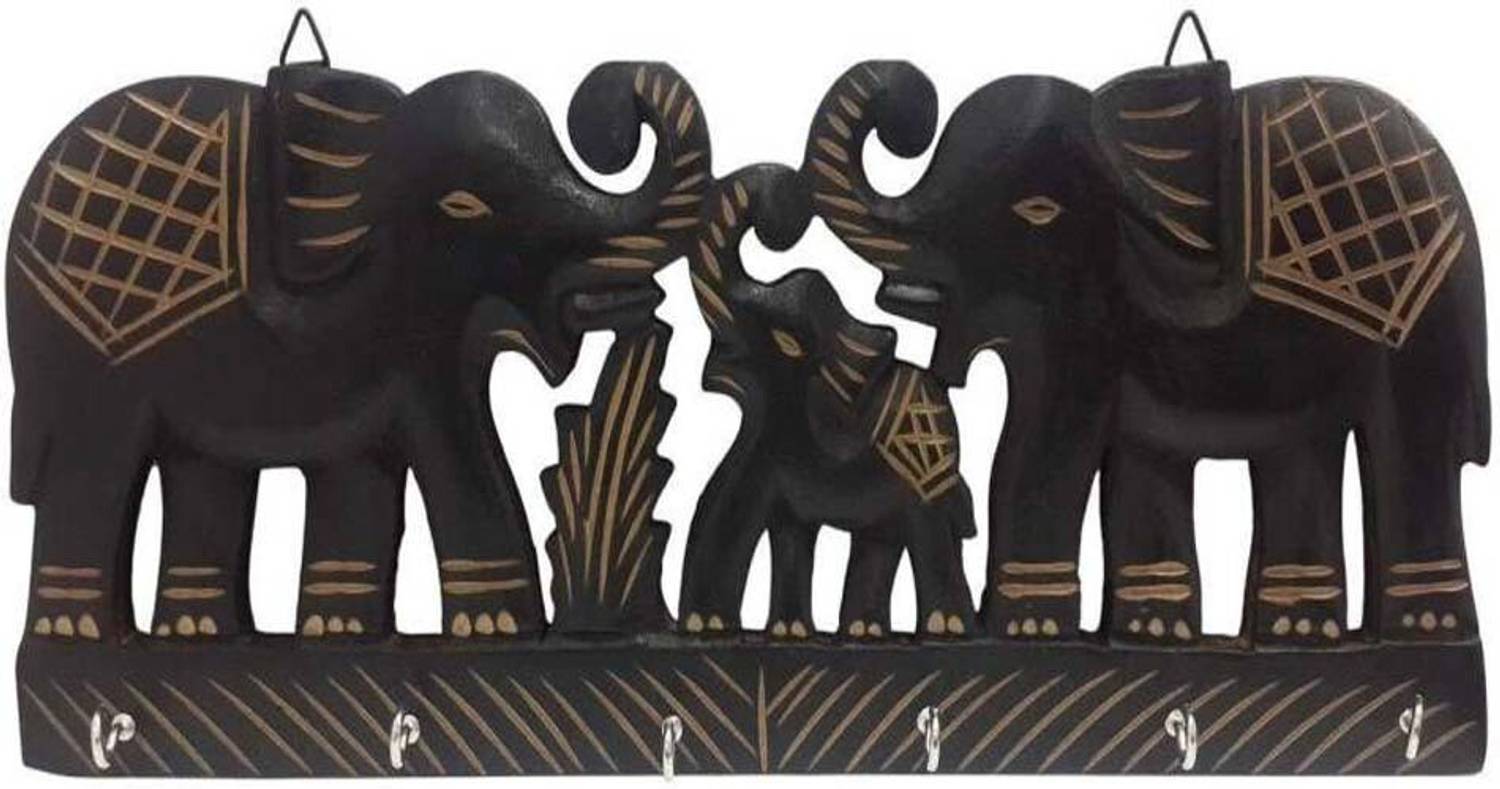 Alhind Handicraft Elephant Key Holder for Wall Decor (Big) Wood Key Holder