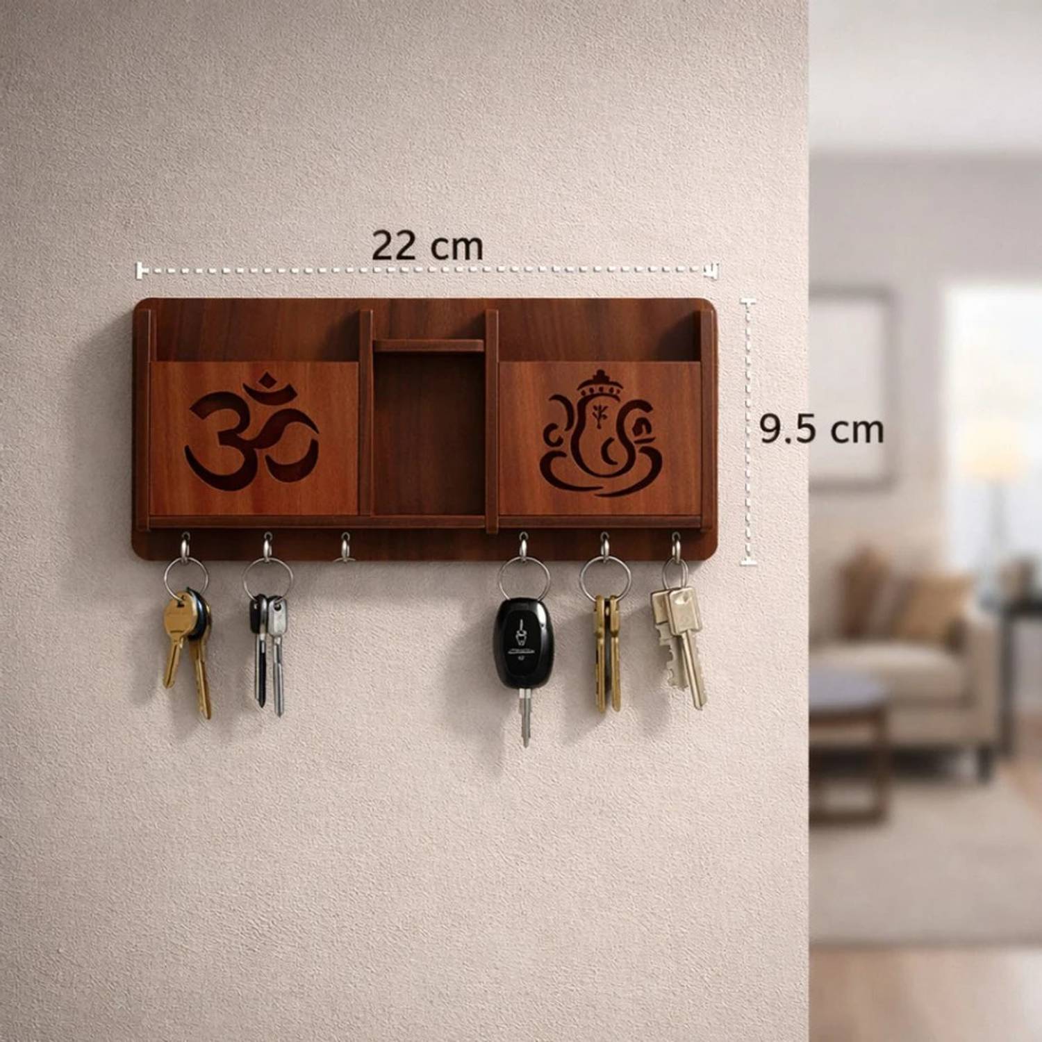 woodenmakes Wooden Key Holder with Om & Ganesh - Image 2