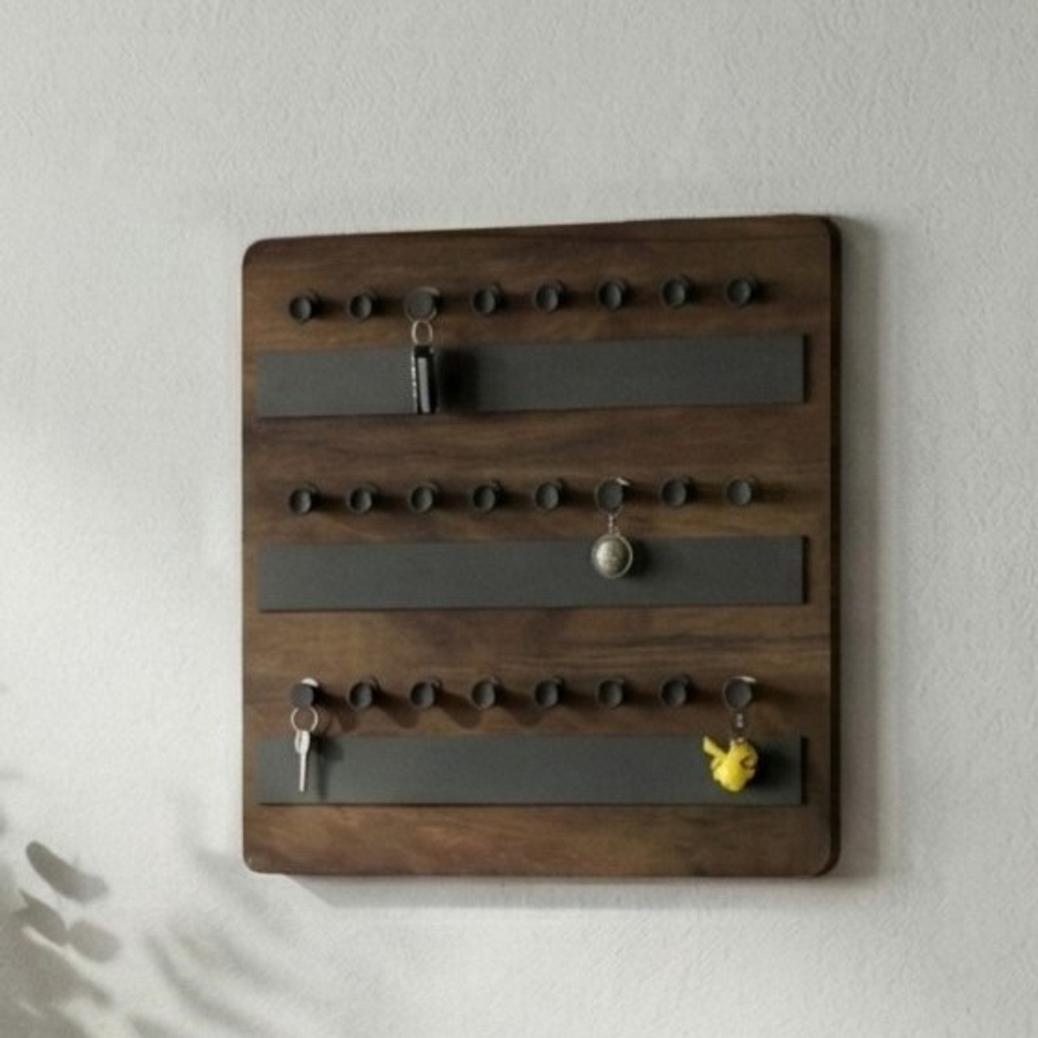 Image of BLUEWUD Stuart 24 Key Knobs Wall Mounted Decor Key Holder Hanger Wood Key Holder