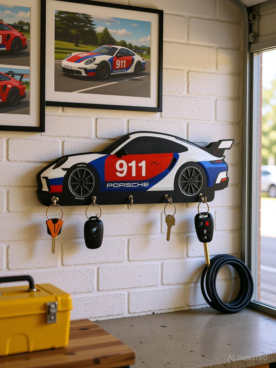 bareth brothers SpeedRacer 911 Porsche Style Key Holder Wood Key Holder