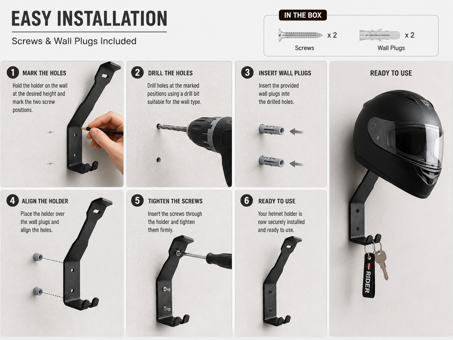 Image of MOXZILLA Helmet Wall Holder Metal with Iron Key Holder