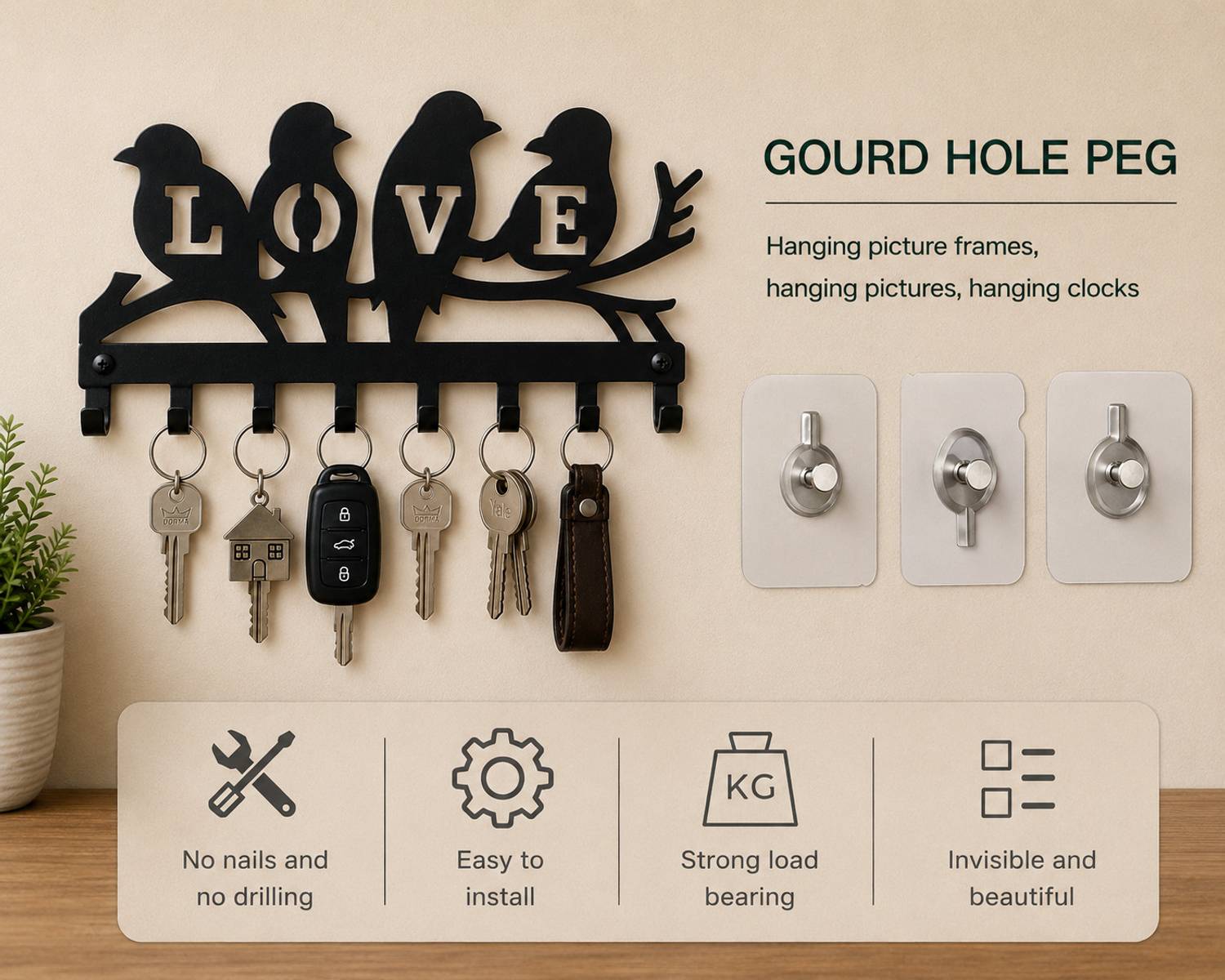 ASRYD Aluminium Key Holder Black - Image 2