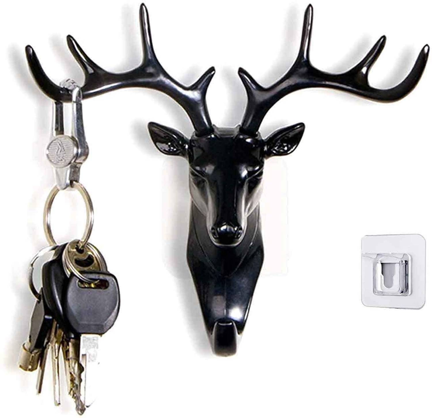 AGM Animals Deer Head Hook Hanger Rack Holder Wall Mount Plastic Key Holder